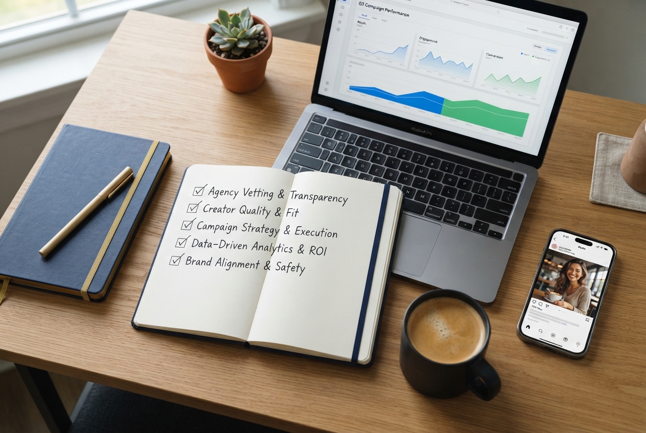 How to Choose an Influencer Marketing Agency in Singapore (2026 Guide) 2 Influencer marketing agency evaluation checklist with campaign analytics, creator quality, ROI tracking and brand safety.